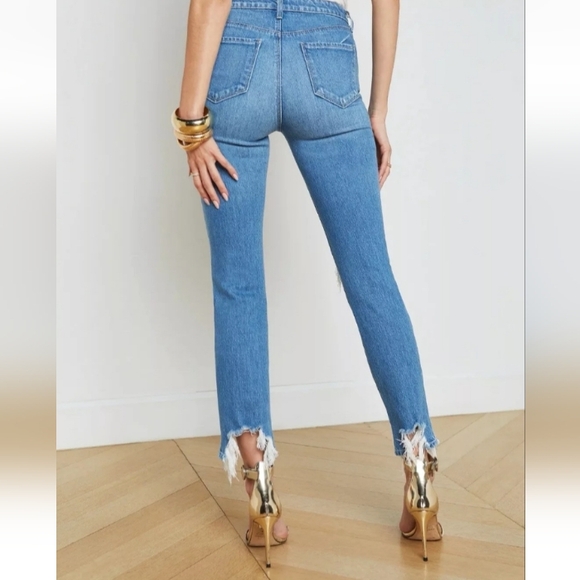 L'AGENCE High Line High Rise Skinny Distressed Jeans Size 25 FLAWED - Picture 3 of 11